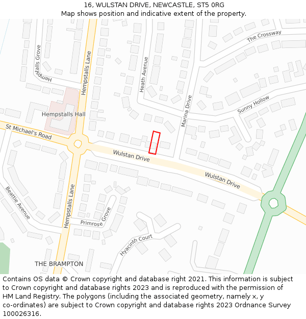 16, WULSTAN DRIVE, NEWCASTLE, ST5 0RG: Location map and indicative extent of plot