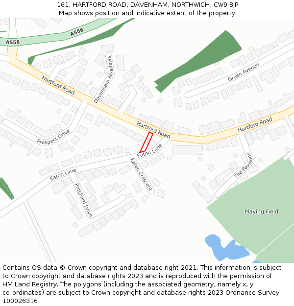 161, HARTFORD ROAD, DAVENHAM, NORTHWICH, CW9 8JP: Location map and indicative extent of plot