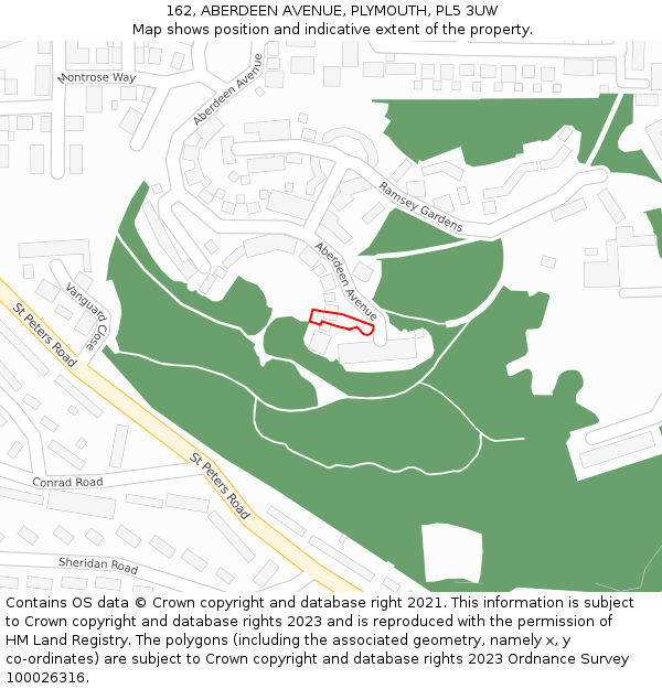 162, ABERDEEN AVENUE, PLYMOUTH, PL5 3UW: Location map and indicative extent of plot