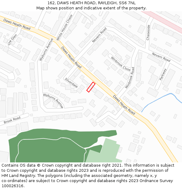 162, DAWS HEATH ROAD, RAYLEIGH, SS6 7NL: Location map and indicative extent of plot