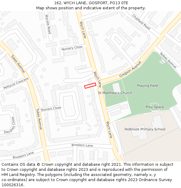 162, WYCH LANE, GOSPORT, PO13 0TE: Location map and indicative extent of plot