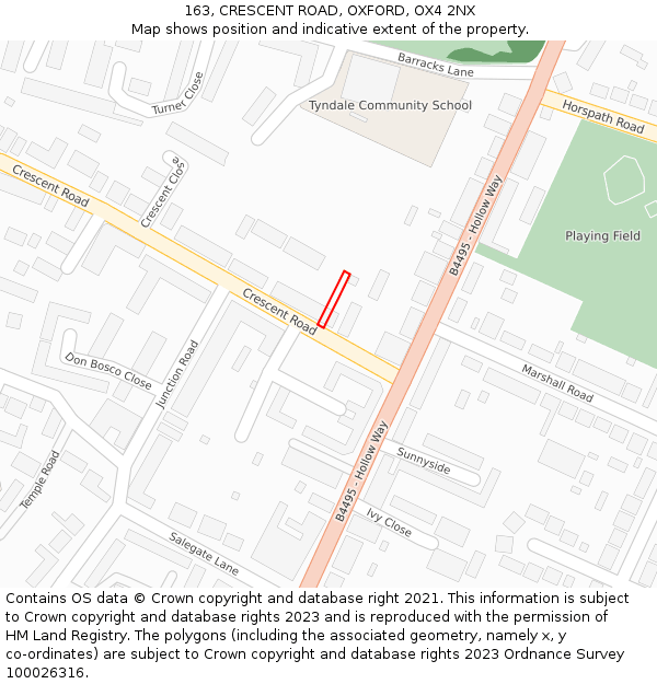 163, CRESCENT ROAD, OXFORD, OX4 2NX: Location map and indicative extent of plot