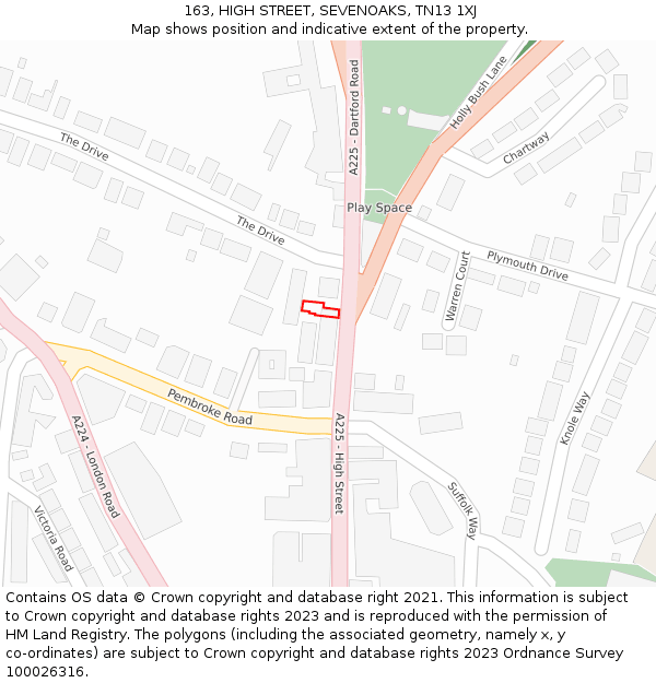 163, HIGH STREET, SEVENOAKS, TN13 1XJ: Location map and indicative extent of plot