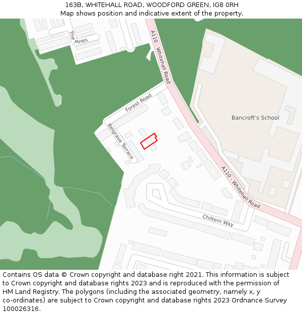 163B, WHITEHALL ROAD, WOODFORD GREEN, IG8 0RH: Location map and indicative extent of plot