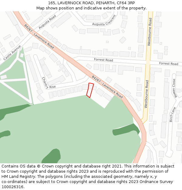 165, LAVERNOCK ROAD, PENARTH, CF64 3RP: Location map and indicative extent of plot