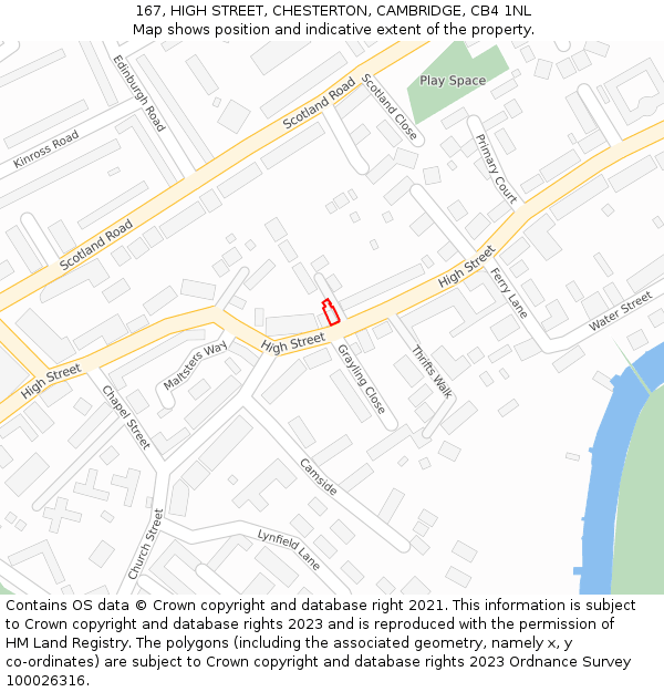 167, HIGH STREET, CHESTERTON, CAMBRIDGE, CB4 1NL: Location map and indicative extent of plot