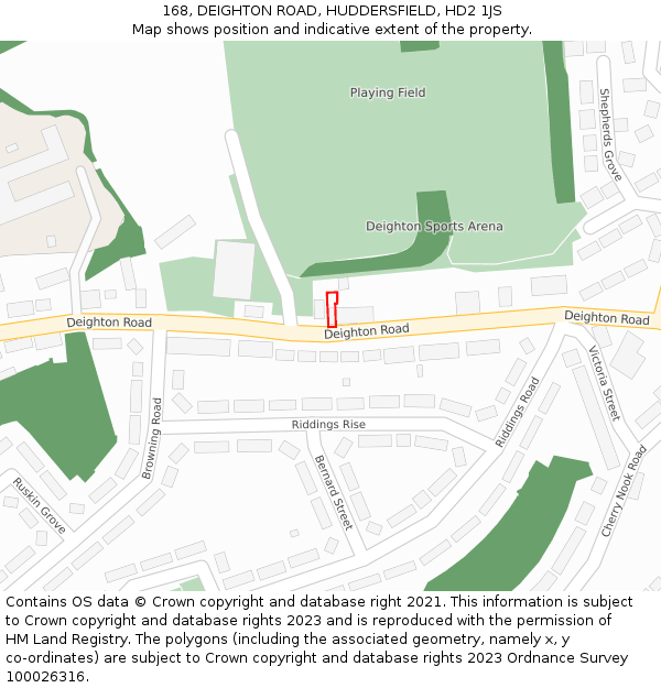 168, DEIGHTON ROAD, HUDDERSFIELD, HD2 1JS: Location map and indicative extent of plot