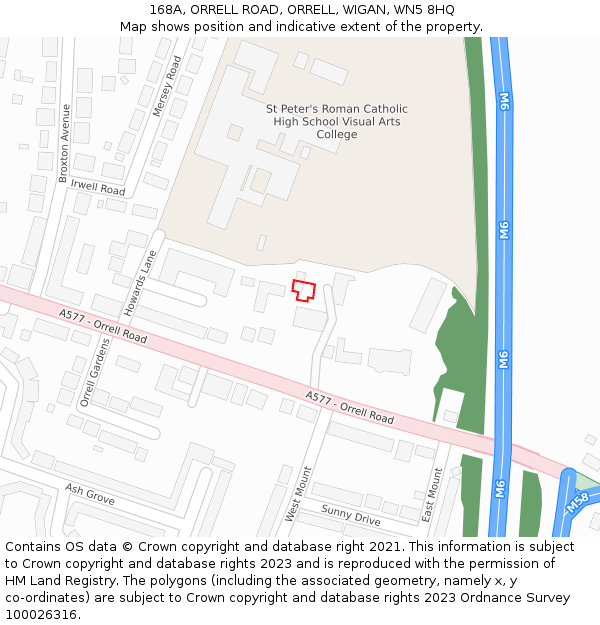 168A, ORRELL ROAD, ORRELL, WIGAN, WN5 8HQ: Location map and indicative extent of plot