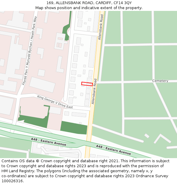 169, ALLENSBANK ROAD, CARDIFF, CF14 3QY: Location map and indicative extent of plot