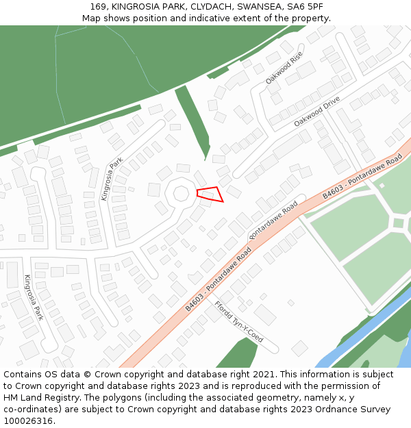 169, KINGROSIA PARK, CLYDACH, SWANSEA, SA6 5PF: Location map and indicative extent of plot