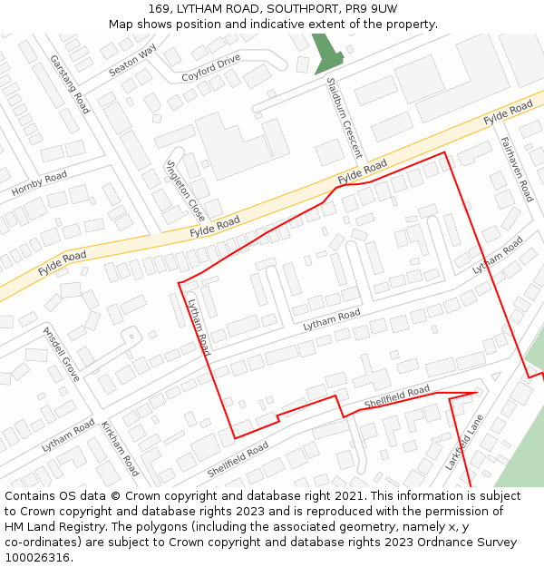 169, LYTHAM ROAD, SOUTHPORT, PR9 9UW: Location map and indicative extent of plot