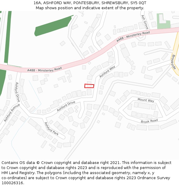 16A, ASHFORD WAY, PONTESBURY, SHREWSBURY, SY5 0QT: Location map and indicative extent of plot