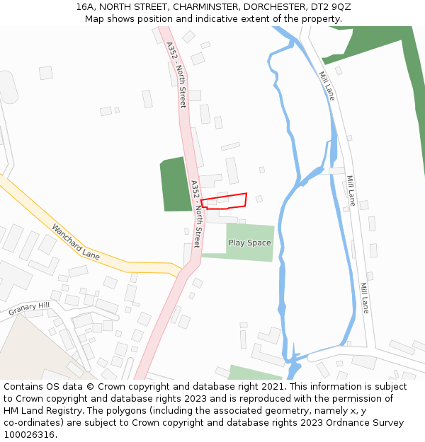 16A, NORTH STREET, CHARMINSTER, DORCHESTER, DT2 9QZ: Location map and indicative extent of plot