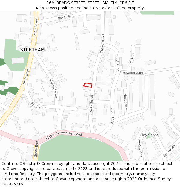 16A, READS STREET, STRETHAM, ELY, CB6 3JT: Location map and indicative extent of plot