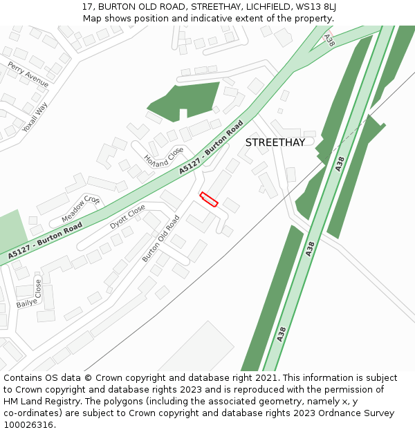 17, BURTON OLD ROAD, STREETHAY, LICHFIELD, WS13 8LJ: Location map and indicative extent of plot