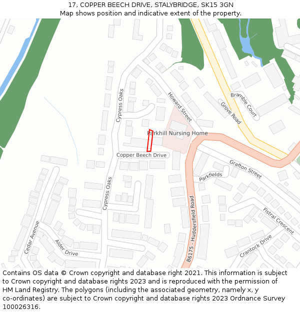 17, COPPER BEECH DRIVE, STALYBRIDGE, SK15 3GN: Location map and indicative extent of plot