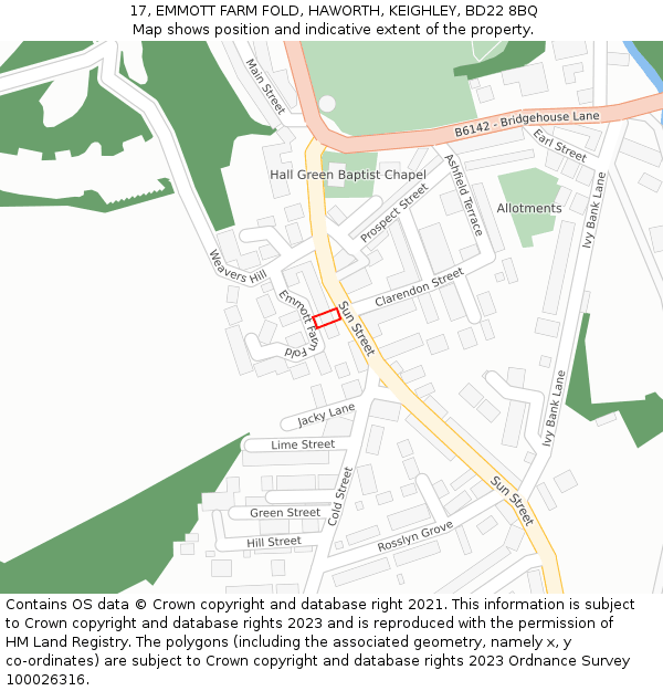 17, EMMOTT FARM FOLD, HAWORTH, KEIGHLEY, BD22 8BQ: Location map and indicative extent of plot