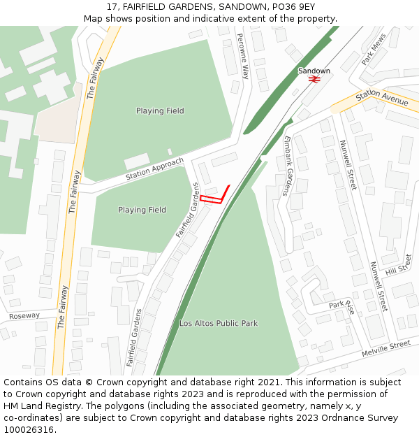 17, FAIRFIELD GARDENS, SANDOWN, PO36 9EY: Location map and indicative extent of plot