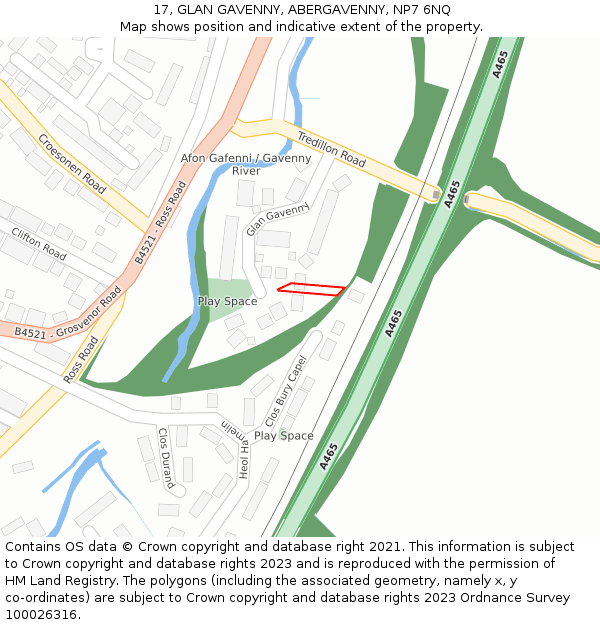 17, GLAN GAVENNY, ABERGAVENNY, NP7 6NQ: Location map and indicative extent of plot