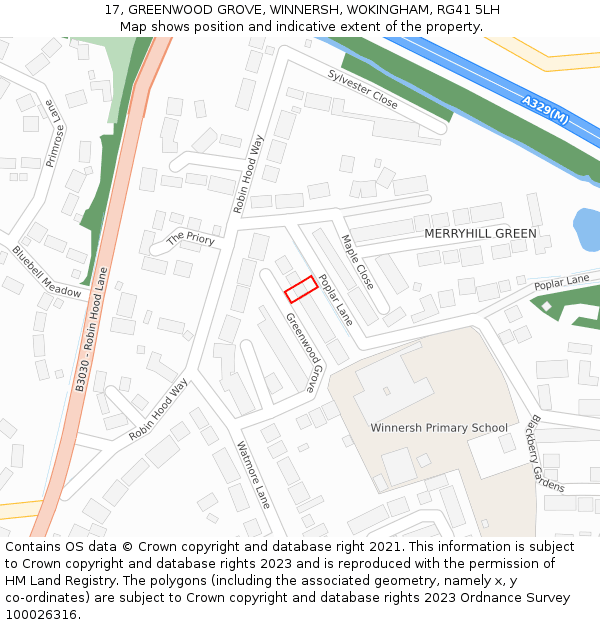 17, GREENWOOD GROVE, WINNERSH, WOKINGHAM, RG41 5LH: Location map and indicative extent of plot