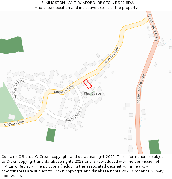 17, KINGSTON LANE, WINFORD, BRISTOL, BS40 8DA: Location map and indicative extent of plot