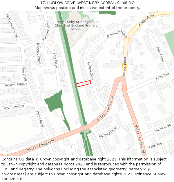 17, LUDLOW DRIVE, WEST KIRBY, WIRRAL, CH48 3JG: Location map and indicative extent of plot