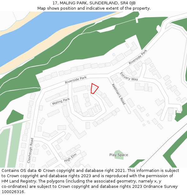 17, MALING PARK, SUNDERLAND, SR4 0JB: Location map and indicative extent of plot