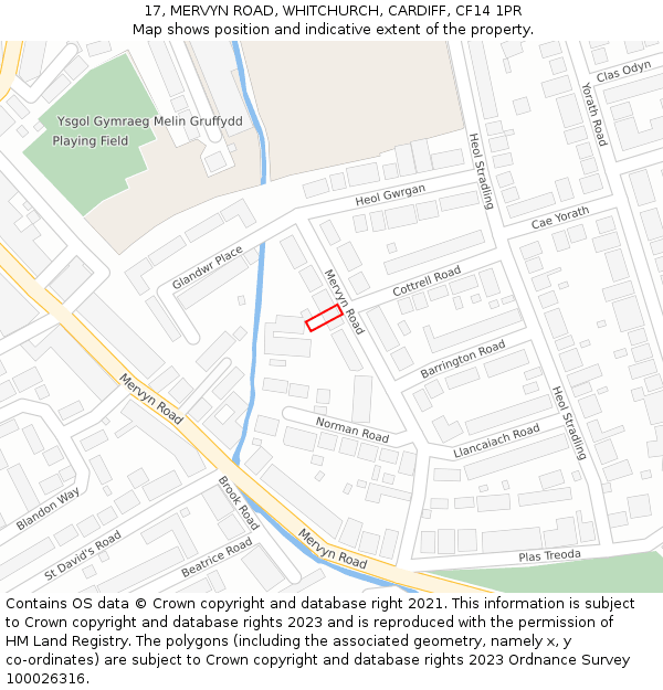 17, MERVYN ROAD, WHITCHURCH, CARDIFF, CF14 1PR: Location map and indicative extent of plot