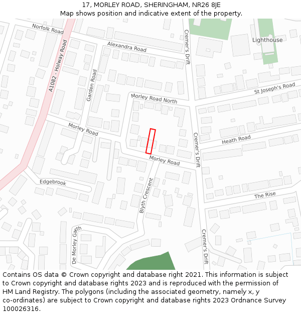 17, MORLEY ROAD, SHERINGHAM, NR26 8JE: Location map and indicative extent of plot