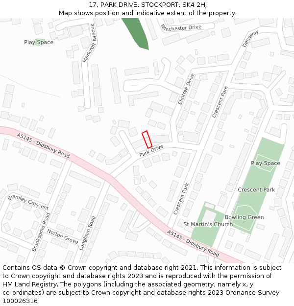 17, PARK DRIVE, STOCKPORT, SK4 2HJ: Location map and indicative extent of plot