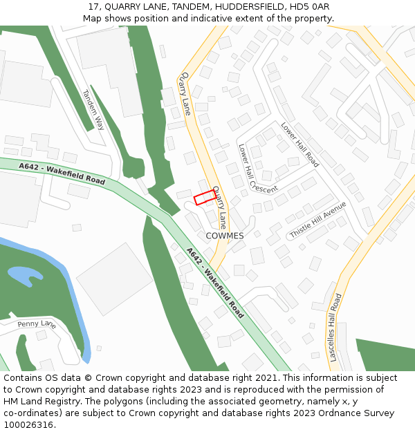 17, QUARRY LANE, TANDEM, HUDDERSFIELD, HD5 0AR: Location map and indicative extent of plot