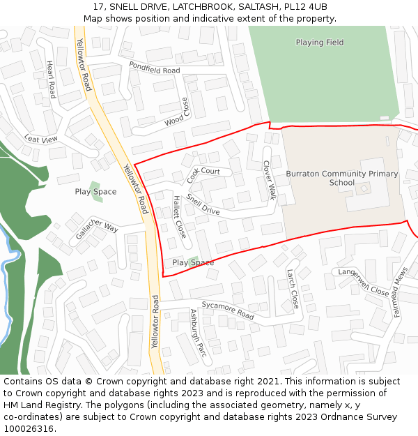 17, SNELL DRIVE, LATCHBROOK, SALTASH, PL12 4UB: Location map and indicative extent of plot