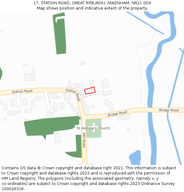 17, STATION ROAD, GREAT RYBURGH, FAKENHAM, NR21 0DX: Location map and indicative extent of plot