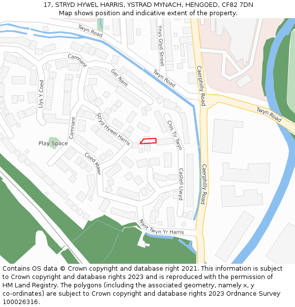 17, STRYD HYWEL HARRIS, YSTRAD MYNACH, HENGOED, CF82 7DN: Location map and indicative extent of plot