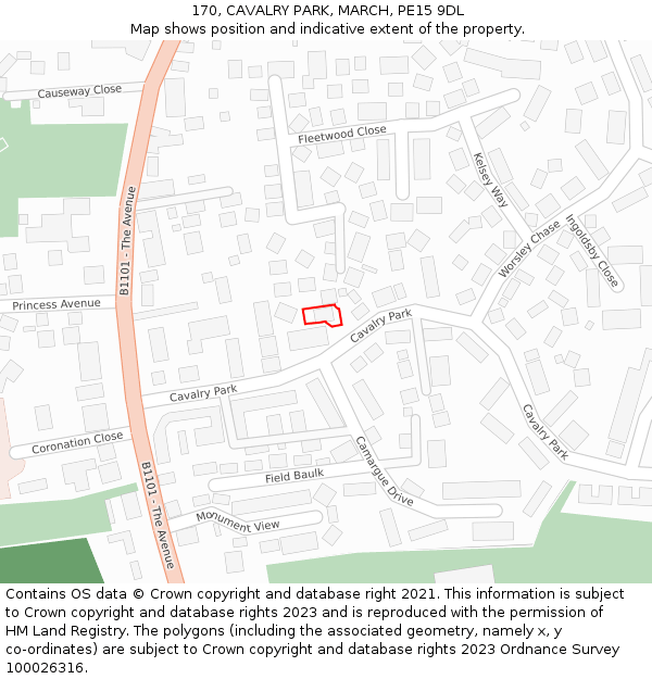 170, CAVALRY PARK, MARCH, PE15 9DL: Location map and indicative extent of plot