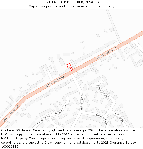 171, FAR LAUND, BELPER, DE56 1FP: Location map and indicative extent of plot