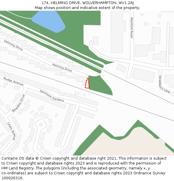 174, HELMING DRIVE, WOLVERHAMPTON, WV1 2AJ: Location map and indicative extent of plot