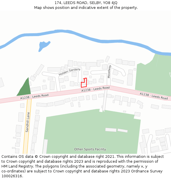 174, LEEDS ROAD, SELBY, YO8 4JQ: Location map and indicative extent of plot