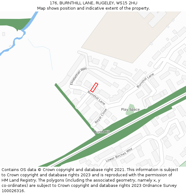 176, BURNTHILL LANE, RUGELEY, WS15 2HU: Location map and indicative extent of plot