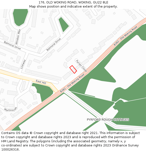 176, OLD WOKING ROAD, WOKING, GU22 8LE: Location map and indicative extent of plot