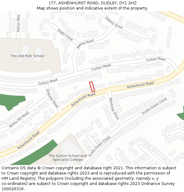 177, ASHENHURST ROAD, DUDLEY, DY1 2HZ: Location map and indicative extent of plot