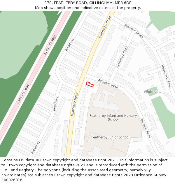 178, FEATHERBY ROAD, GILLINGHAM, ME8 6DF: Location map and indicative extent of plot