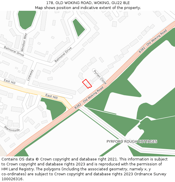 178, OLD WOKING ROAD, WOKING, GU22 8LE: Location map and indicative extent of plot