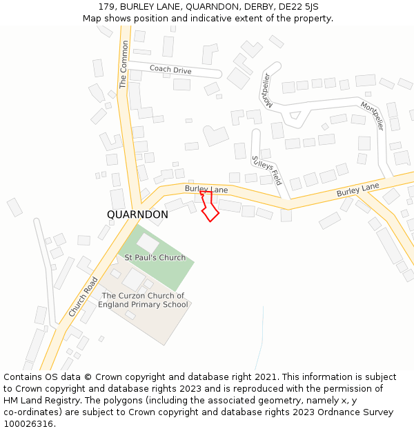 179, BURLEY LANE, QUARNDON, DERBY, DE22 5JS: Location map and indicative extent of plot