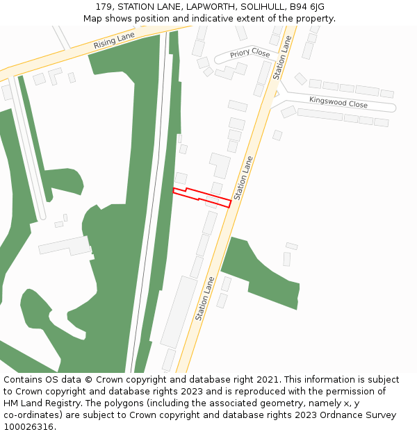 179, STATION LANE, LAPWORTH, SOLIHULL, B94 6JG: Location map and indicative extent of plot