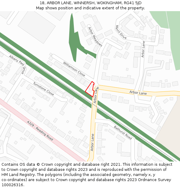 18, ARBOR LANE, WINNERSH, WOKINGHAM, RG41 5JD: Location map and indicative extent of plot