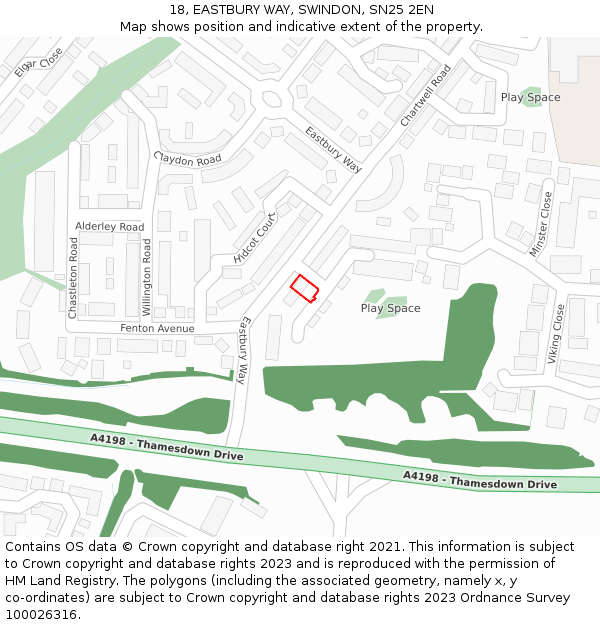 18, EASTBURY WAY, SWINDON, SN25 2EN: Location map and indicative extent of plot
