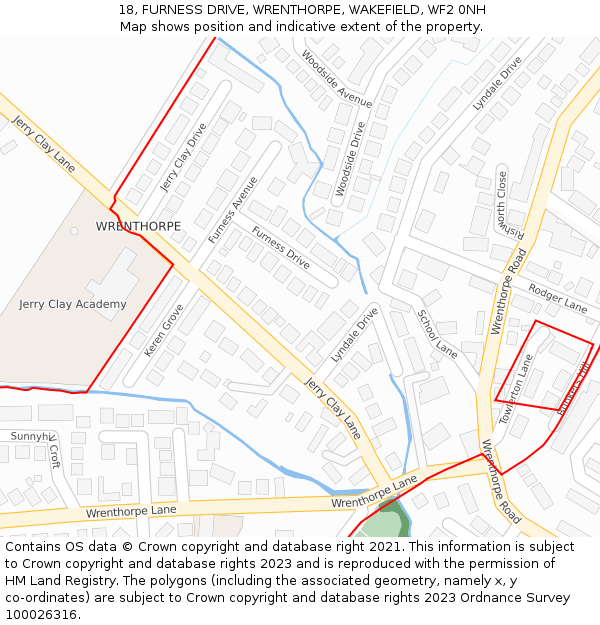 18, FURNESS DRIVE, WRENTHORPE, WAKEFIELD, WF2 0NH: Location map and indicative extent of plot