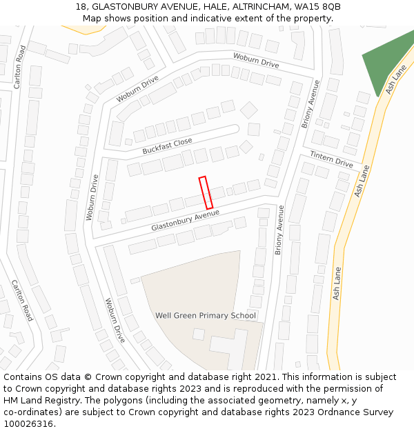 18, GLASTONBURY AVENUE, HALE, ALTRINCHAM, WA15 8QB: Location map and indicative extent of plot