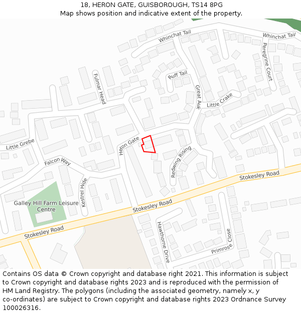 18, HERON GATE, GUISBOROUGH, TS14 8PG: Location map and indicative extent of plot